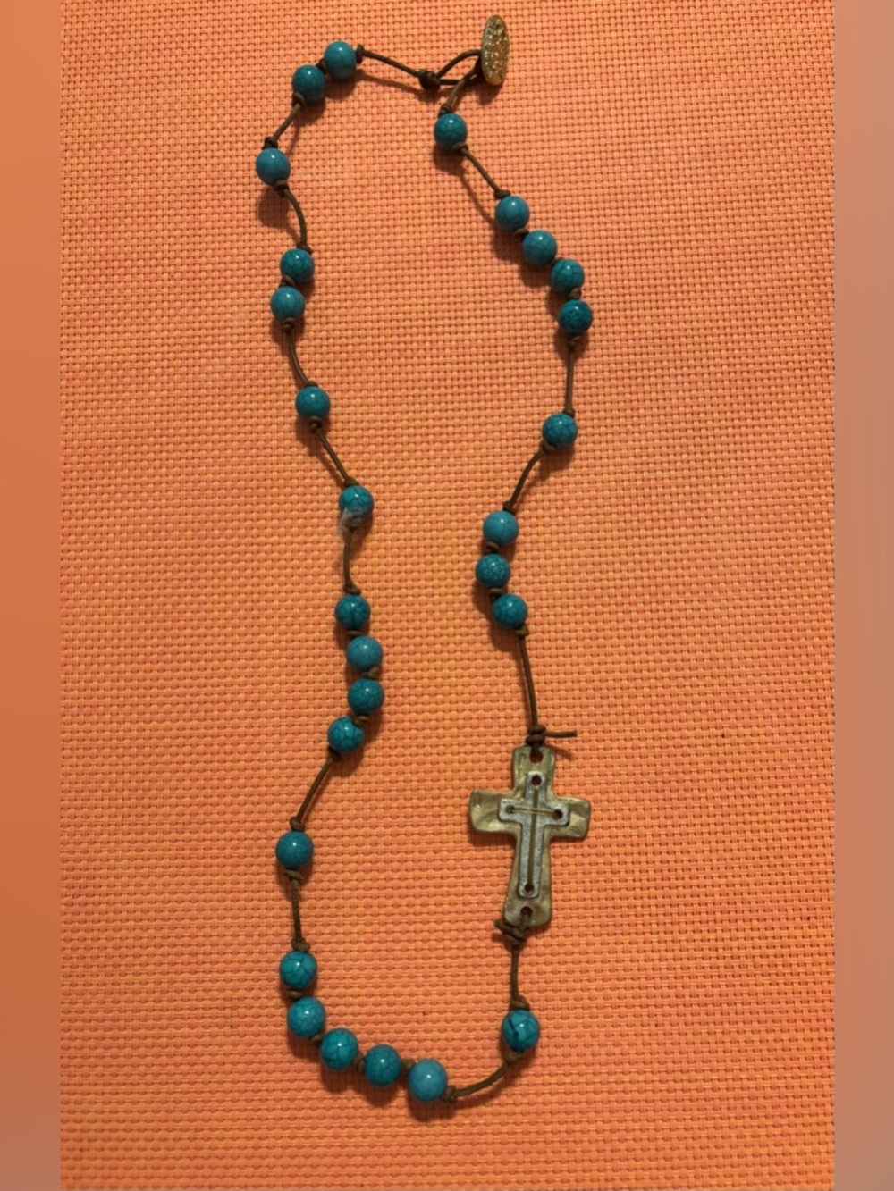 Turquoise Beaded Cross Necklace